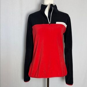 Columbia Women's Omni-heat Red and Black Quarter-Zip Pullover Fleece Size M EUC
